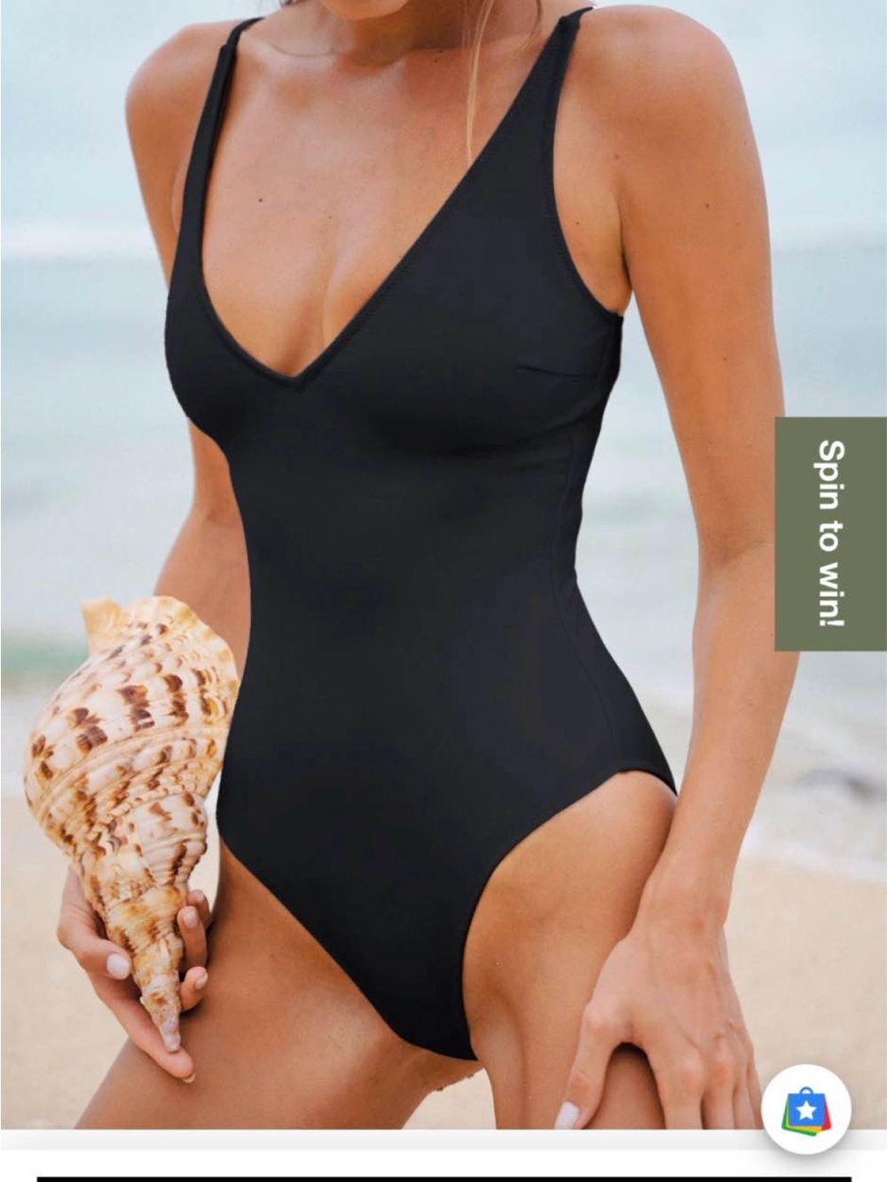 V-Neck Black One-Piece Swimsuit - Sleek Beach Essential